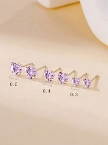 1 Set Of 925 Sterling Silver 3MM+4MM+5MM 3 Pairs Heart Stud Earrings, Fashionable & Minimalist Style, Ideal Gift For Valentine's Day, Dates, Versatile For Girls