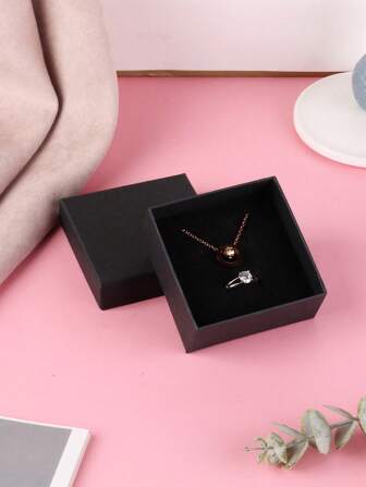 1pc Black Retro Minimalist Paper Jewelry Storage Box, Necklace Box, Ring Box, Earring Box, Valentine's Day Gift, Teacher's Day Gift, Suitable For Daily Use, Dates, Birthdays, Festivals, Daily Storage, Wedding Essential Back To School