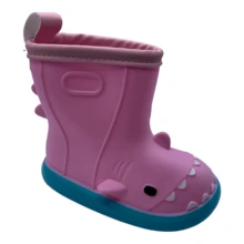 Botas De Lluvia Impermeable Para Niños Tiburón Shark Ligera - Rosa - Ver 2