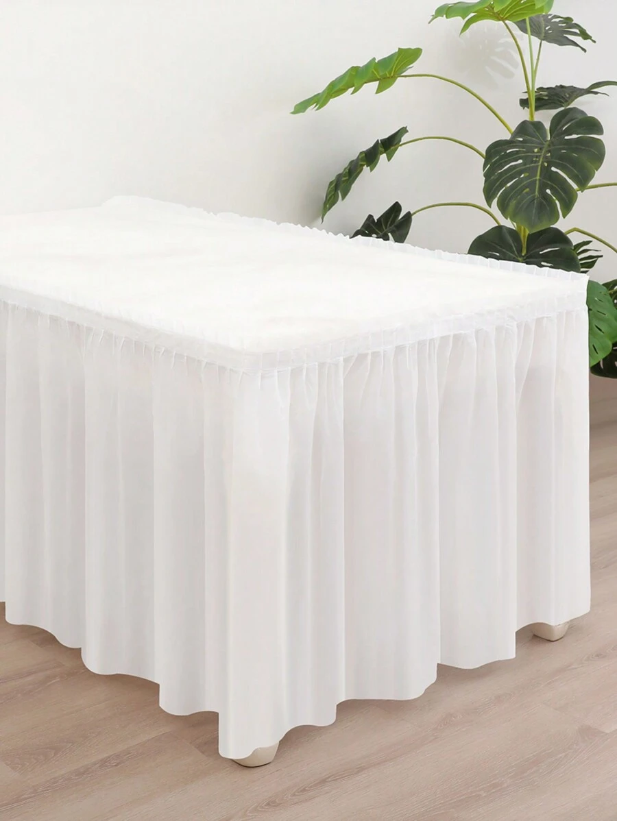 2 Piezas Falda De Mesa De Mantel Desechable - Blanco - Ver 1
