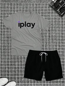 Men T-Shirt Co-Ords - Xám - Xem 1