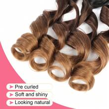 18/24/30 Inch 1 Pack French Curl 100g/Pack Fluffy Wavy Curl Pre-Stretched Yaki Curl Hair Extensions For Weaving (#1b/33/30), Halloween - Ombre - View 7