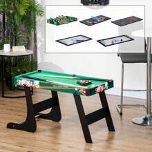 HOMCOM  6 en 1 Mesa Multijuegos Plegable para Niños de 7+ Años Mesa de Juegos Billar Futbolín Ping Pong Aro de Lanzamiento Hockey sobre Hielo Aire Hockey 118x104x71 cm Multicolor - Multicolor - Ver 1