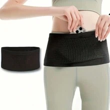 1入防水運行腰包,帶手機支架,中性款室外運動健身隱藏式腰袋,帶高彈性運動儲物袋,健身訓練袋,男女童裝健身房包,健身房配件 - 黑色 - 查看 3