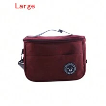 1pc One Size/Large Burgundy Color Capacious Polyoxymethylene Oxford Cloth Lunch Bag With Handles And Shoulder Strap, Aluminum Foil Insulated Bento Box Bag, Large Capacity - Burgundy - View 6