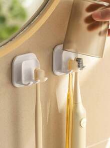 1/2/5/8/10件壁挂式牙刷架带杯托，无需钻孔浴室收纳套装家居浴室装饰秋季装饰返校 - 白色 - 查看 3