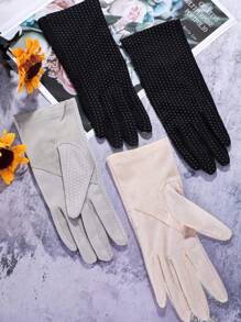 1pair Women's Anti-Slip Uv Protection Gloves For Driving And Riding In Summer