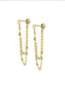 S925 Sterling Silver Super Sparkling Sparkling Kiss Chain Earrings Women's Jewelry Valentine's Day Gift Wedding Engagement Bridal Jewelry Valentines - Yellow Gold - View 4