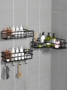 1pc,Bathroom Storage Shelf Perforation-Free Wall Hanging Bathroom Shelf Bath Toilet Toilet Washstand Storage Shelf