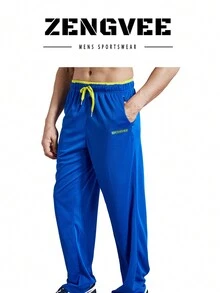ZENGVEE Men'S Sweatpants With Zipper Pockets Open Bottom Athletic Pants For Jogging, Workout, Gym, Running, Training - Blue - View 4
