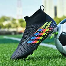 1 Paar Neue Professionelle Fußballschuhe Für Herren, Rutschfeste Ag-fußballstiefel, Atmungsaktive Hoch-top Fußballschuhe Für Erwachsene, Paar Outdoor-rasen Leichtgewichts-wettkampfschuh, Leder Klassische Sport Fußballschuhe Ronaldo Cleats