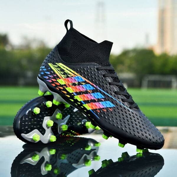 1 Paar Neue Professionelle Fußballschuhe Für Herren, Rutschfeste Ag-fußballstiefel, Atmungsaktive Hoch-top Fußballschuhe Für Erwachsene, Paar Outdoor-rasen Leichtgewichts-wettkampfschuh, Leder Klassische Sport Fußballschuhe Ronaldo Cleats