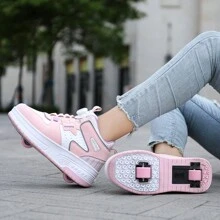 女孩粉紅色鞋子四季雙排輪滑鞋兒童輪鞋heelys鞋男童運動鞋 - 粉色 - 查看 7