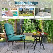 Gymax 2PCS Patio Loveseat & Table Set Conversation Sofa Set W/ Turquoise Cushions