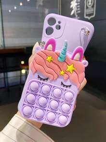 Vỏ điện thoại di động treo sau ví tiền xu giải nén hoạt hình tương thích với các mẫu iPhone (15/14/13/12/11/Xs/Xr/X/7/8 Plus/Pro/Max) và các mẫu Samsung (S23, S20fe) - Hồng - Xem 6