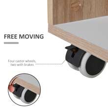 HOMCOM Kitchen Storage Trolley Cart Cupboard Rolling Island Shelves Cabinet With Door And Drawer Locking Wheels - Brown - View 3