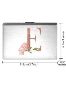 1 件超薄卡片盒玫瑰金首字母名称 A 到 Z 图案钱包 ID 银行简约薄铝金属钱包银行卡盒钱包男士金属 S 收纳盒卡片夹卡片夹钱包名片夹信用卡夹卡片夹女士男士迷你钱包卡片钱包射频识别钱包 - 銀色 - 查看 8