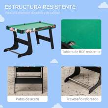 HOMCOM  6 en 1 Mesa Multijuegos Plegable para Niños de 7+ Años Mesa de Juegos Billar Futbolín Ping Pong Aro de Lanzamiento Hockey sobre Hielo Aire Hockey 118x104x71 cm Multicolor - Multicolor - Ver 6