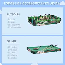 HOMCOM  6 en 1 Mesa Multijuegos Plegable para Niños de 7+ Años Mesa de Juegos Billar Futbolín Ping Pong Aro de Lanzamiento Hockey sobre Hielo Aire Hockey 118x104x71 cm Multicolor - Multicolor - Ver 8