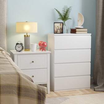 Furchen Chest Of Drawers,4 Drawers Storage Cabinet Floor Tower Cupboard For Bedroom Living Room 60x40x80cm