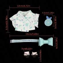 15cm Traditional Japanese Yukata Kimono Outfit With Grapefruit, Lime And Orange Pattern, Original Design, No Attribute - Orange - View 2