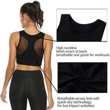Crop Top Deportivo Gym Correr Secado Rápido Push Up - Negro - Ver 4