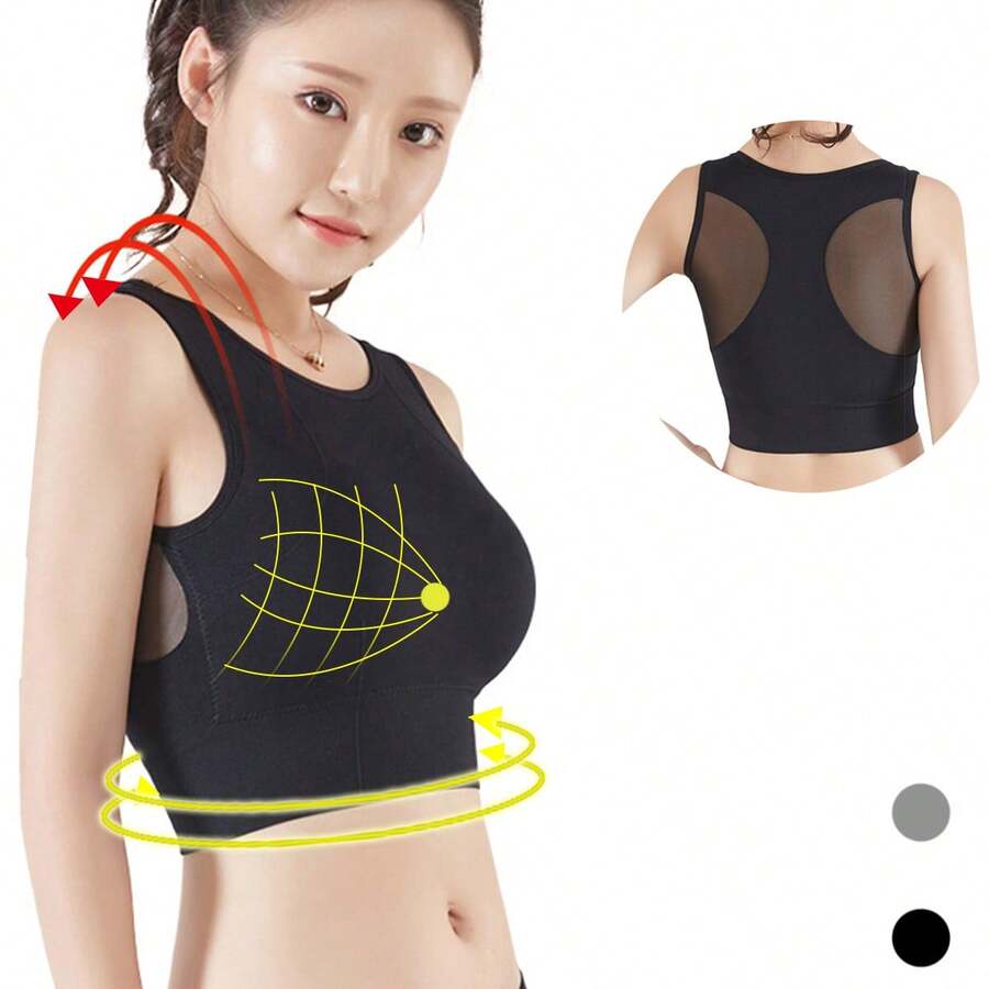 Crop Top Deportivo Gym Correr Secado Rápido Push Up - Negro - Ver 1