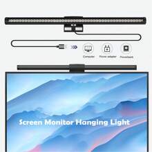 1pc 6w Led Monitor Mount Lamp With Dual Color Temperature, Touch Dimming, Eye Protection & Blue Light Blocking, Asymmetric Computer Screen Light - Black - View 11