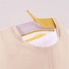 韓國風格熊貓兒童帽,休閒時尚彩色條紋折疊帽邊帽男女孩防曬帽卡通平頂帽 - 卡其色 - 查看 10