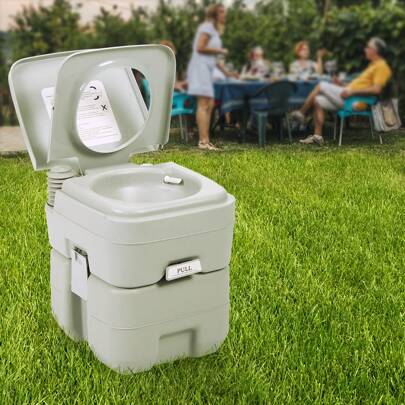 5.3 Gallon Portable Toilet No Leakage Outdoor Camping Toilet, Separate-Able Splash-Free Outdoor Toilet Seat Commode
