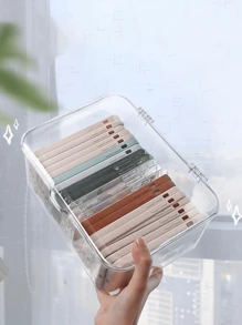 1pc Acrylic Dustproof Transparent Storage Box With Lid For Phone Case, Multi-Function Portable Organizer - Clear - View 6
