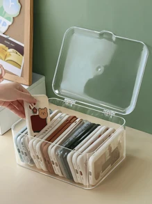 1pc Acrylic Dustproof Transparent Storage Box With Lid For Phone Case, Multi-Function Portable Organizer - Clear - View 5