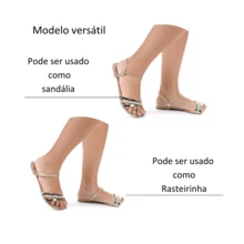 Sandália Rasteirinha Feminina Brilho Rasteira Verão Tiras