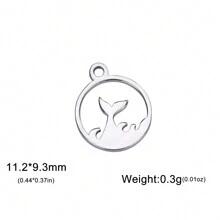 5pcs/Set Stainless Steel Spider Web, Fish Tail, Sun, Light Wing Shaped Mini Pendant For Diy Bracelet, Necklace And Other Jewelry Accessories - Fashion Series - View 22