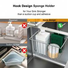 1 Miếng Chống rỉ Thép không gỉ Bồn rửa chén Hộp đựng , Vật dụng trong nhà Nước Bộ lọc Giá đỡ , Giá giữ miếng bọt biển , Chải Xà bông Rửa chén Chất lỏng Bộ thoát nước Rổ , Bền chặt Phụ kiện Nhà bếp - Bạc - Xem 5