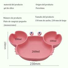 Plates, Cutlery, Silicone Dinner Plate Cutlery Set With Spoons, Easy To Clean, , Plate Set - Pink - View 3