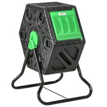 Outsunny 65L Compost Bin For Garden Rotating Compost Maker With Steel Legs And 48 Ventilation Openings - Green - View 2