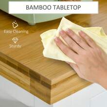 HOMCOM Kitchen Cart Storage Trolley Wooden Cabinet With Drawer Cupboard Towel Rail White - White - View 5