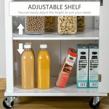 HOMCOM Kitchen Cart Storage Trolley Wooden Cabinet With Drawer Cupboard Towel Rail White - White - View 7