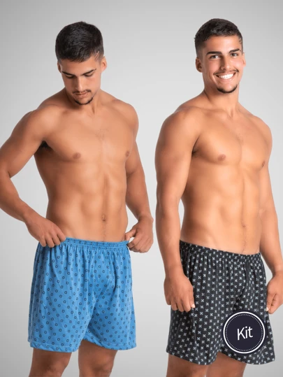 Kit 2 Shorts Samba Canção Pijama Confortável Estampado Roupa De Dormir Adulto Ceroula