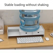 1pc DIY White Monitor Stand, Keyboard Storage Rack, Desktop Computer Riser, Bookshelf, Desk Organizer,For School Supplies,Back To School