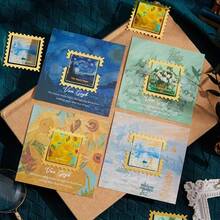 1入組古典繪畫金屬書籤,方形波浪邊框,感謝信提供給作家、老師、朋友、書迷、讀者,生日文具用品禮物 - 藍色 - 查看 11