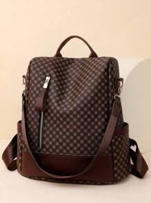 Women's Large Capacity Travel Backpack Shoulder Dual-Use Casual PU Leather Backpacks, Fashion Preppy Style Lightweight Daypack Waterproof College School Bag, Vintage Portable Shoulder Bags For Outdoors Or Work Commuting