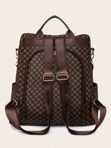 Women's Large Capacity Travel Backpack Shoulder Dual-Use Casual PU Leather Backpacks, Fashion Preppy Style Lightweight Daypack Waterproof College School Bag, Vintage Portable Shoulder Bags For Outdoors Or Work Commuting