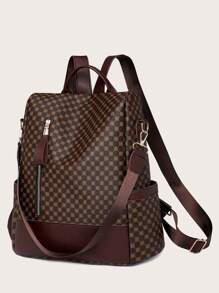 Women's Large Capacity Travel Backpack Shoulder Dual-Use Casual PU Leather Backpacks, Fashion Preppy Style Lightweight Daypack Waterproof College School Bag, Vintage Portable Shoulder Bags For Outdoors Or Work Commuting