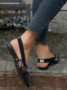 Women's Fashionable Flat Closed-Toe Sandals - Multicolor - View 3