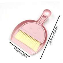 1pc Mini Desk Cleaning Brush, Computer Keyboard Brush, Small Broom And Dustpan Set - Pink - View 2