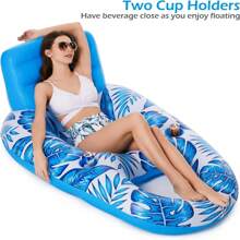 Thickened PVC Inflatable Floating Bed For Swimming Pool, Inflatable Pool Bed And Sofa - Blue - View 2