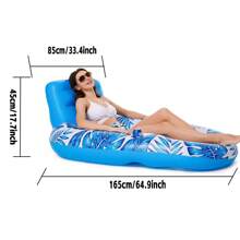 Thickened PVC Inflatable Floating Bed For Swimming Pool, Inflatable Pool Bed And Sofa - Blue - View 3