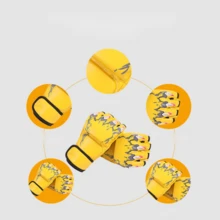 1 Pair Reinforced Half Finger Mma Ufc Boxing Muay Thai Gloves With Adjustable Hook And Loop Wristband For Men And Women - Yellow - View 5